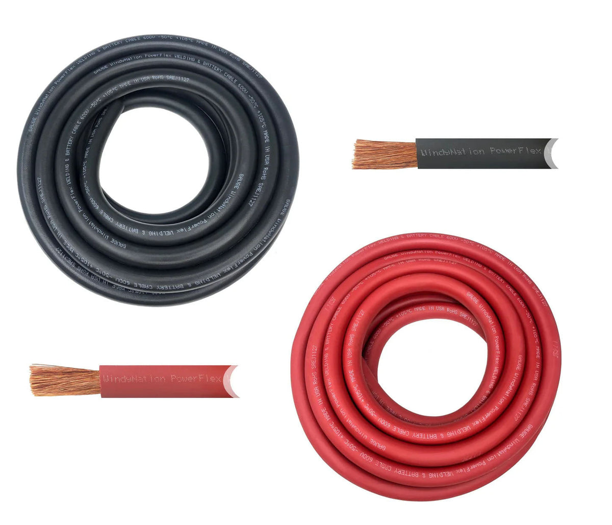 6 AWG battery cable in red and black