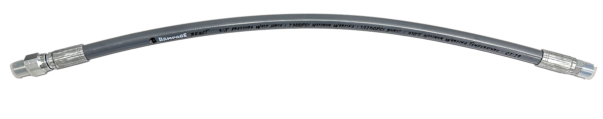 Rampage Beast 3/8-inch smooth gray double-wire whip hose; representative length
