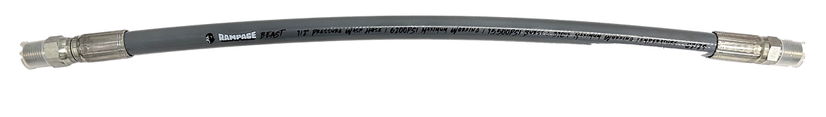 Rampage Beast smooth gray 1/2-inch double-wire whip hose; representative image for length options