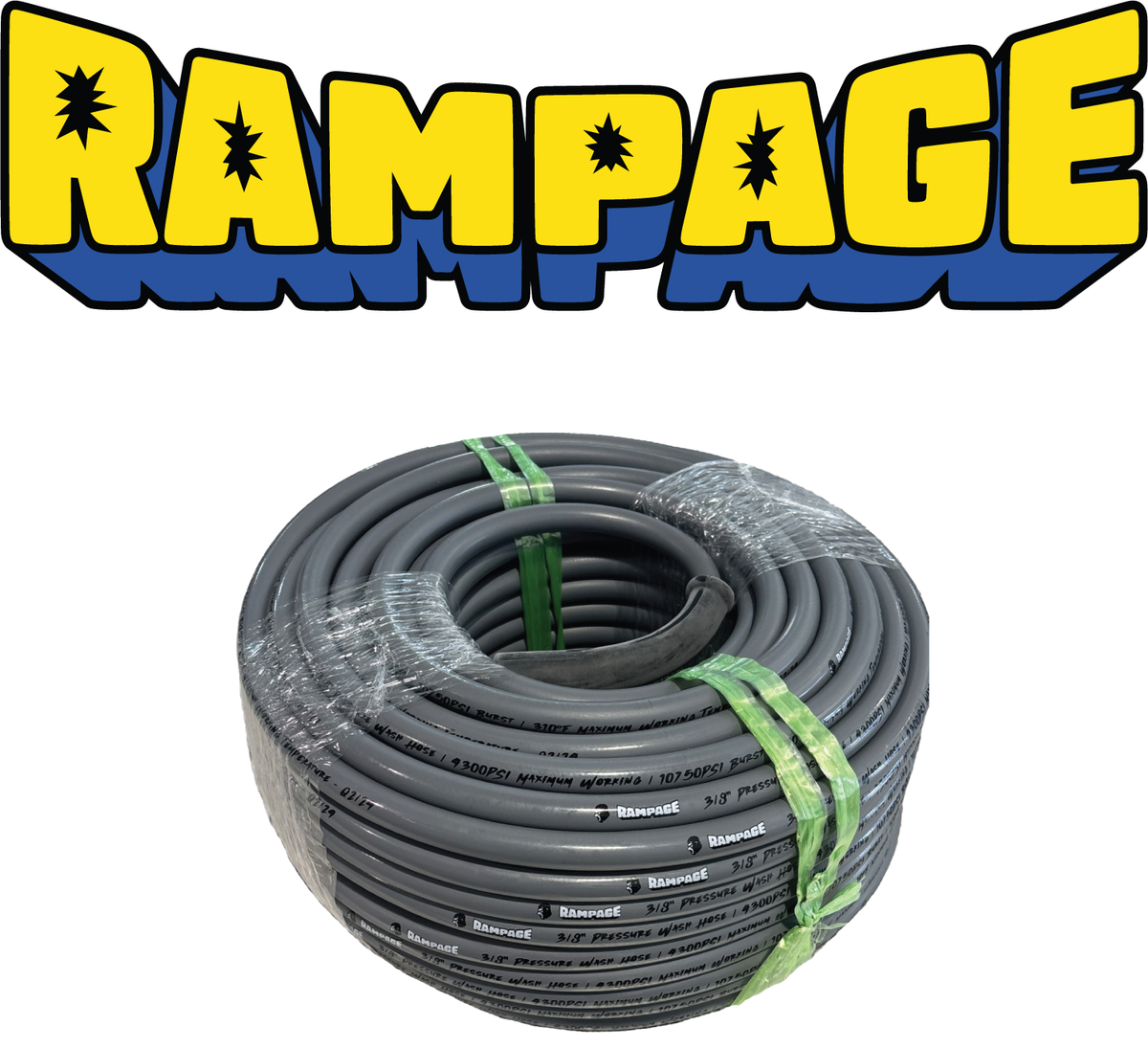 Rampage RAMP106-100 smooth gray 3/8-inch by 100-foot pressure washer hose