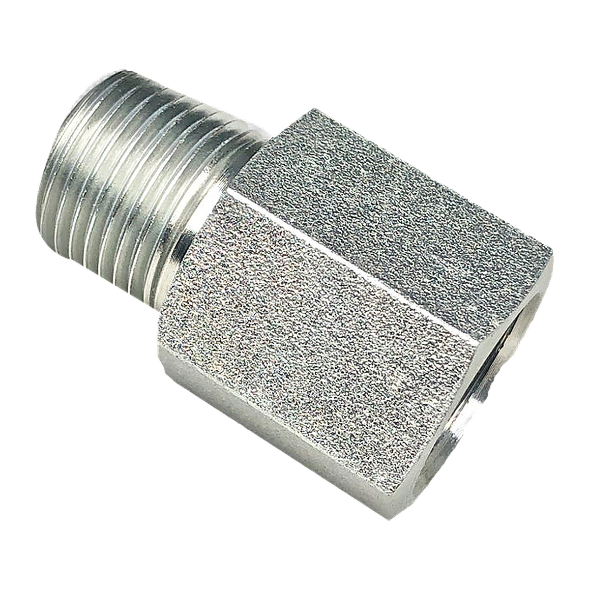 3/8" MPT x 1/2" FPT steel hex adapter