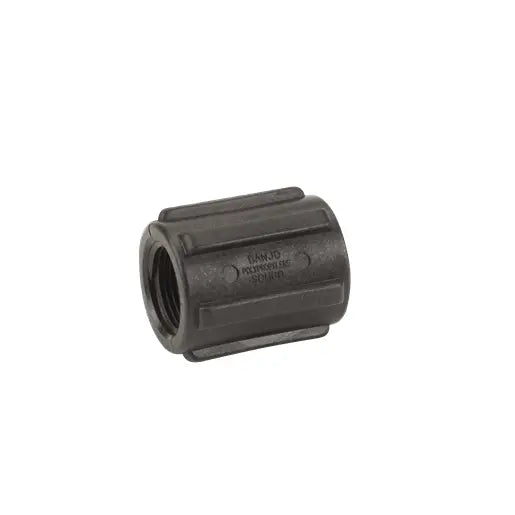 Banjo RC100-075 black polypropylene reducing coupler, 1-inch female NPT x 3/4-inch female NPT