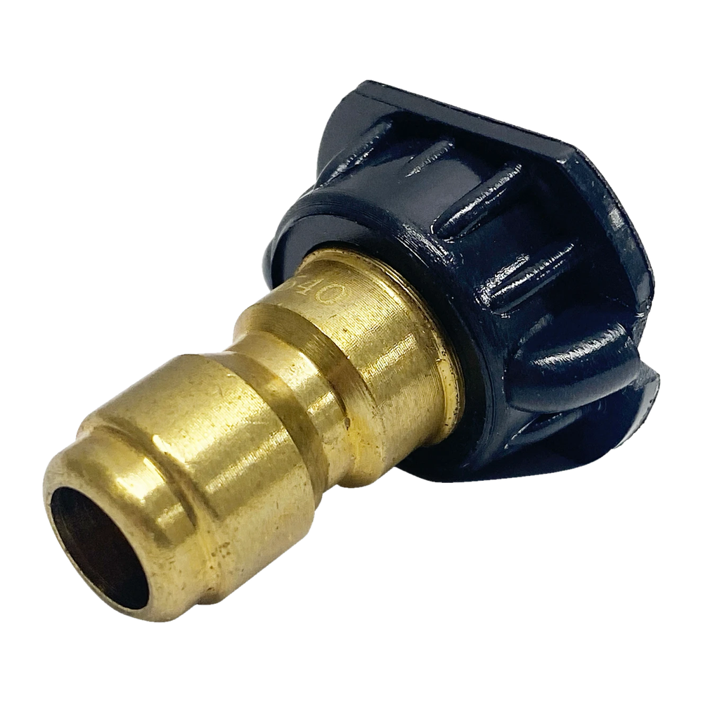 Black 6540 soap nozzle tip with brass quick-connect plug