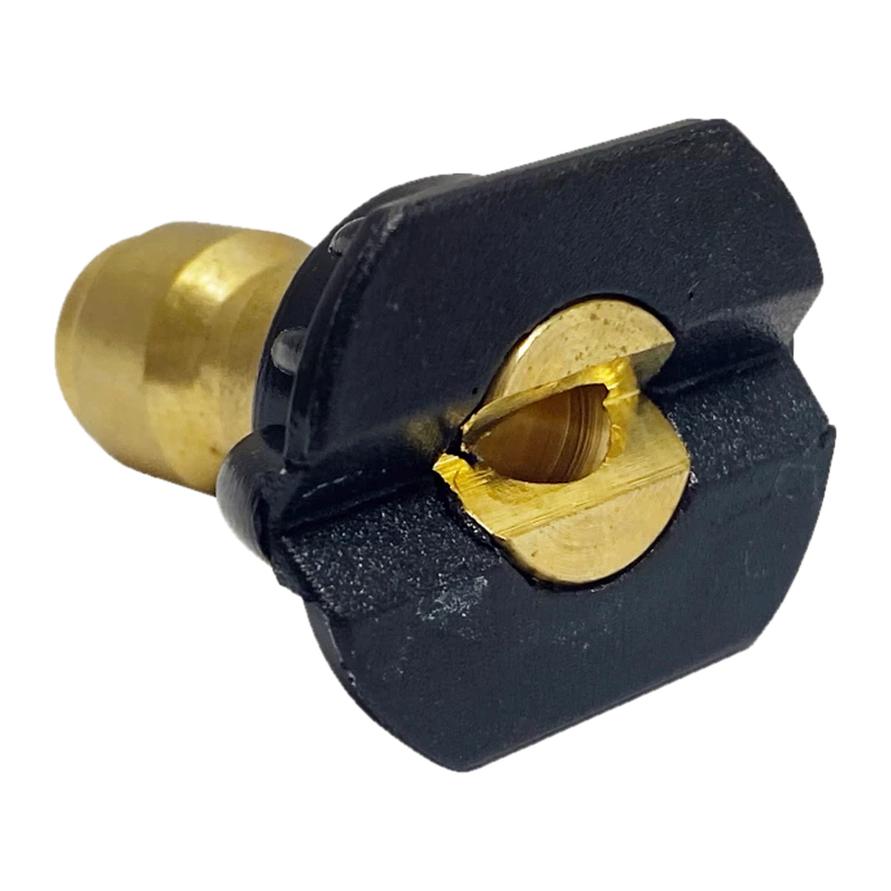 Black 6540 soap nozzle tip, front view of orifice