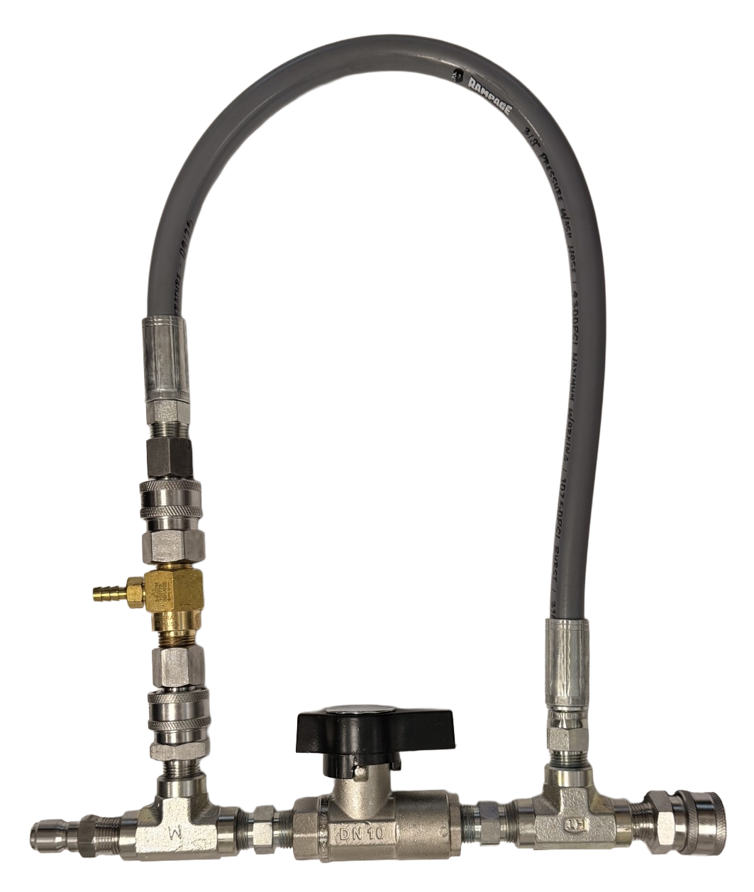 Downstream Injector Bypass Kit with valve, whip hose, and injector assembly