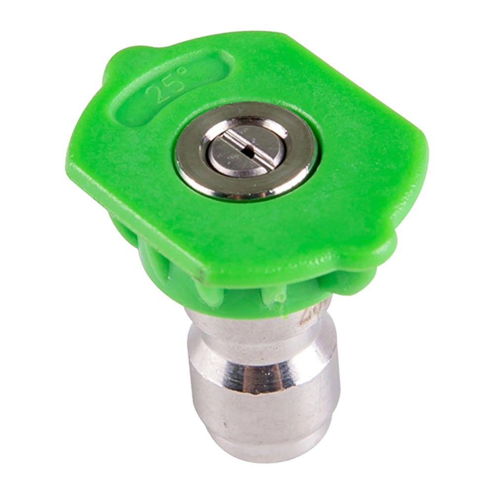 Green 25 degree quick-connect pressure washer nozzle tip