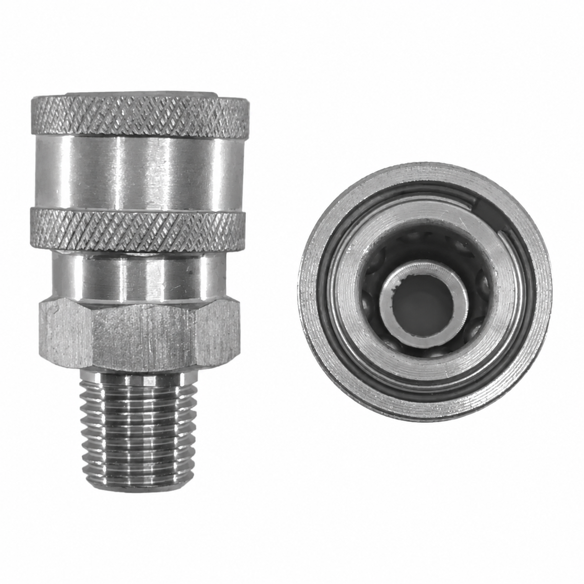 Stainless Steel 1/4" Quick Connect Socket x 1/4" MPT