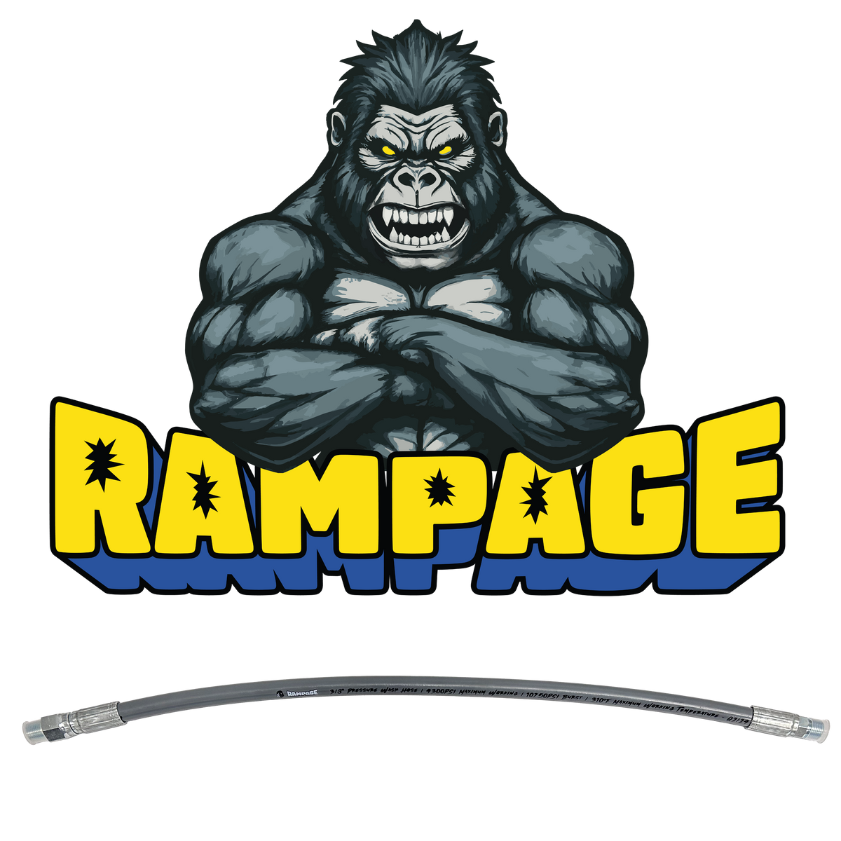 Rampage 3/8" Single-Wire Whip Hose — 4,300 PSI